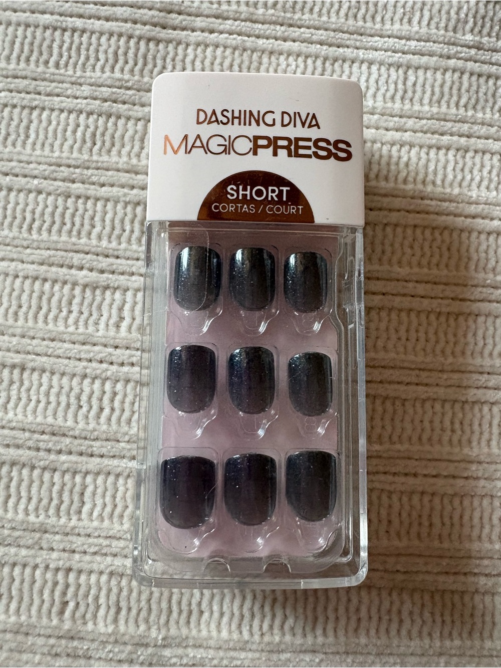 Dashing MagicPress Short Press-On Nails in Shimmery Dark Gray